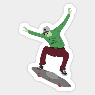 Alien Skater Sticker